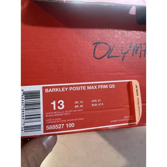 RARE 🚀 Size 13 - Nike Barkley‎ Foam Posite Max Premium USA Olympics 588527-100 - Picture 8 of 9